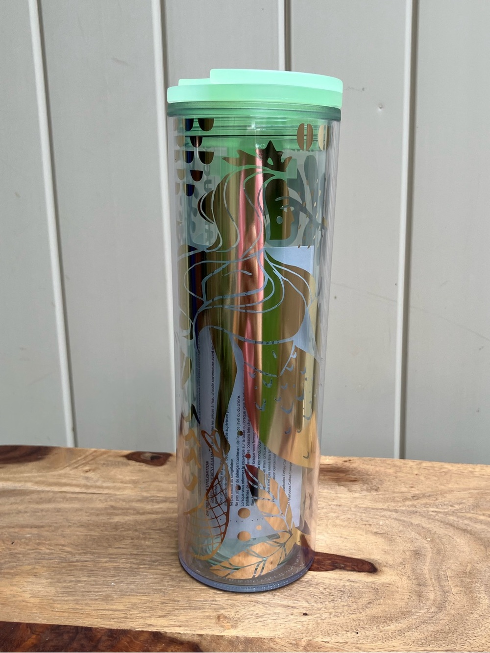 Starbucks Mermaid Siren travel coffee cup NWT mint & gold twist lid collectible